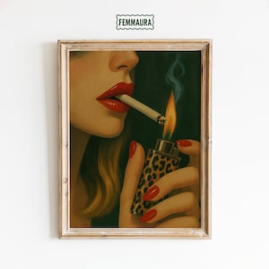 Accendi l'umore - Stampa artistica con fumo femminile audace, poster retrò glamour