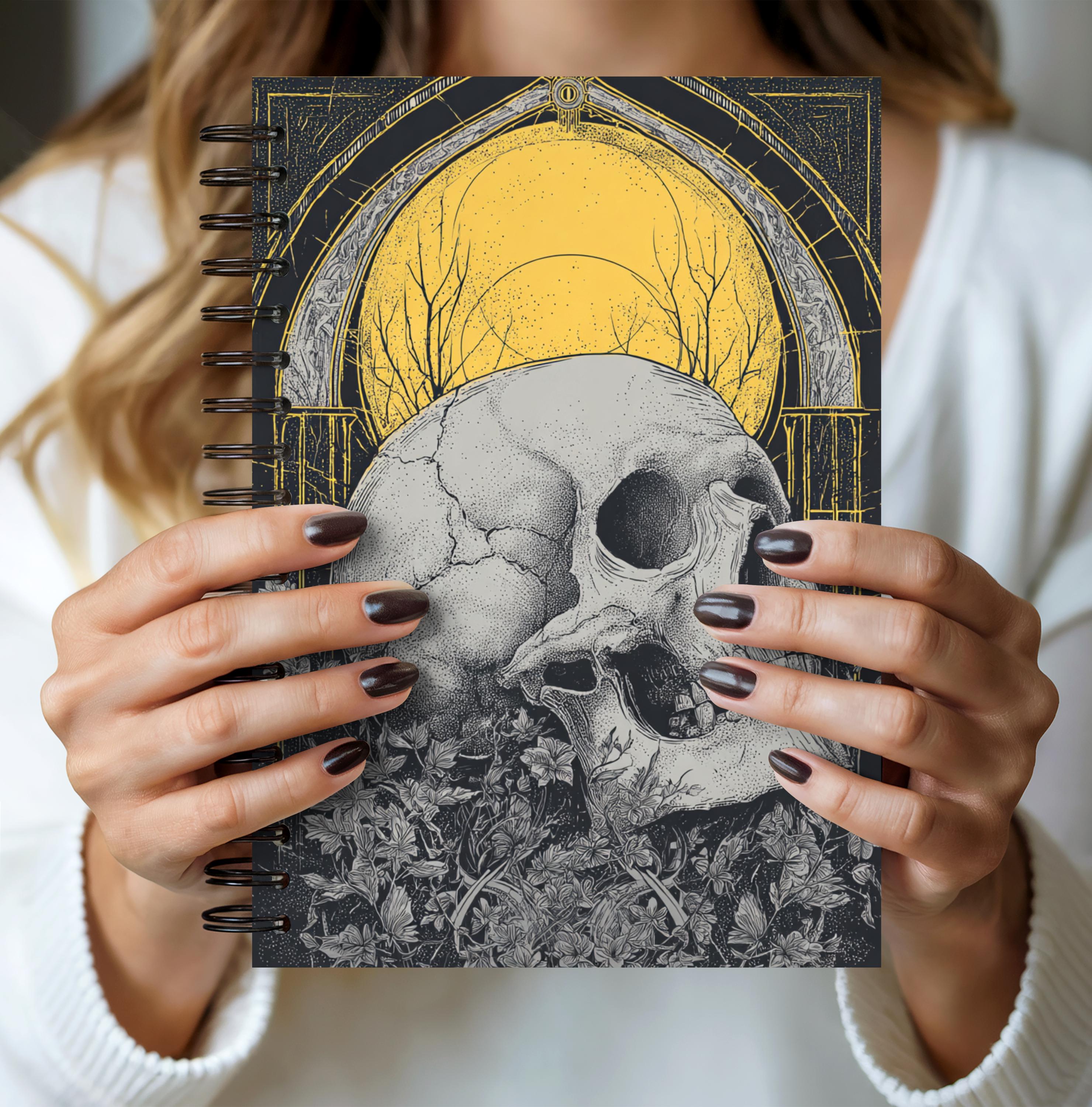 Skull Spiral Notebook | Gothic Celestial Art Journal - Etsy