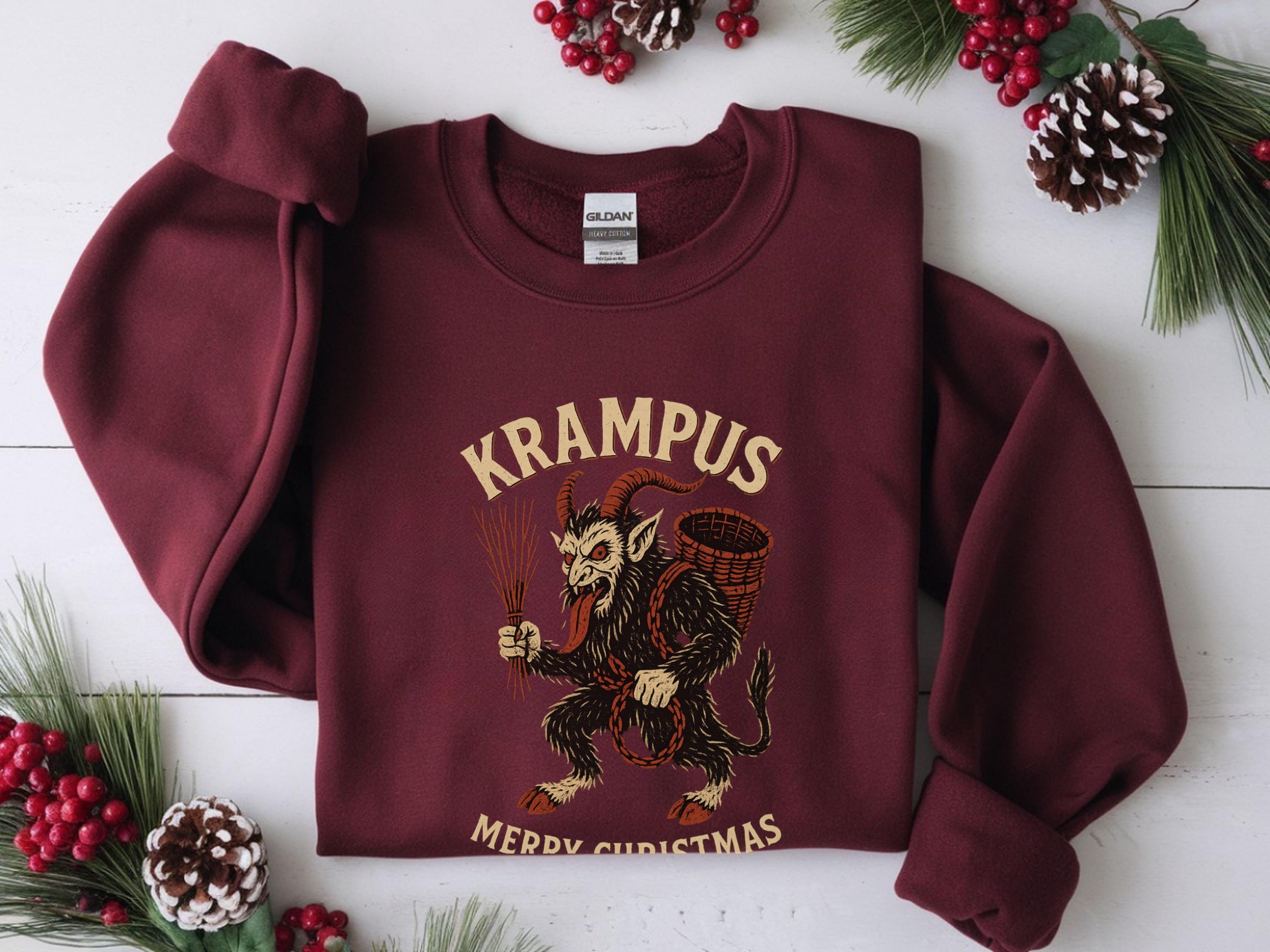 Pyjama Merry Krampus Noël - Sweat à Capuche Humour Horreur, Cadeau Anti-Noël