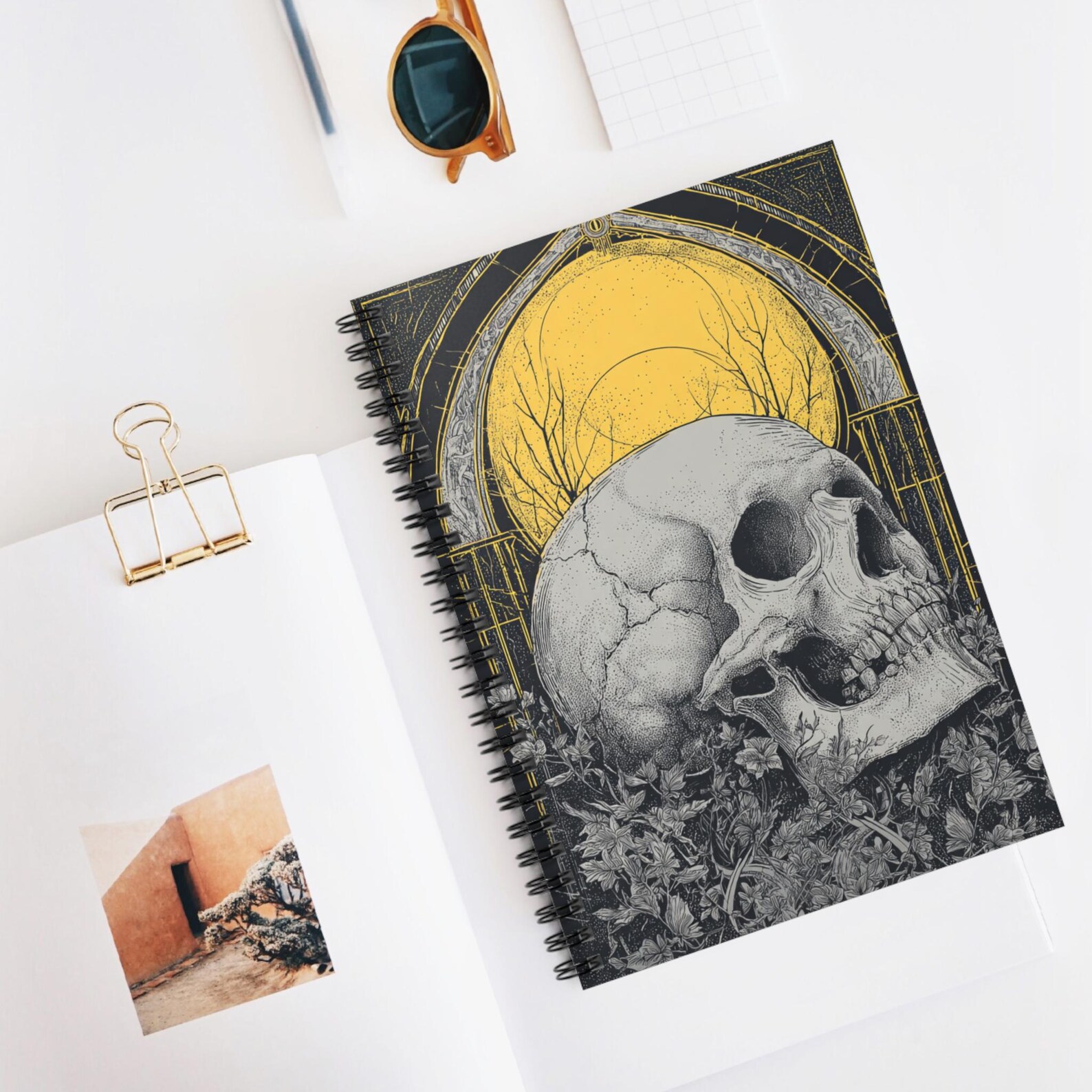Skull Spiral Notebook | Gothic Celestial Art Journal - Etsy
