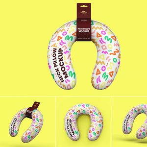 Travel Neck Pillow Mockup | Travel Pillow, Neck Support Pillow, Travel Headrest, Portable Pillow, Inflatable Travel Pillow, U Shape Pillow