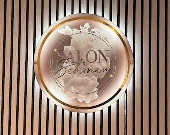 Niestandardowy szyld salonu piękności, podświetlany szyld salonu z akrylu, szyldy z logo firmy, szyld ścienny i drzwiowy do biura, szyld ścienny LED z logo salonu