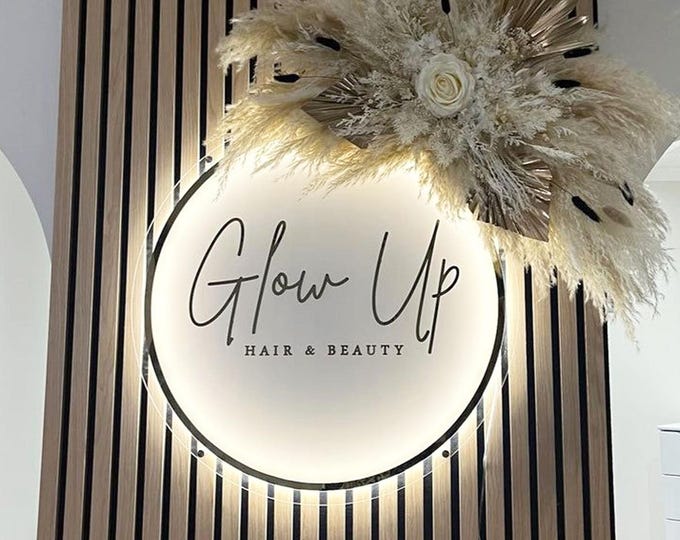 Custom Acrylic Business Logo Sign with LED Neon Backlighting | Office Wall Sign  Boutique Sign | Acrylic Door Sign | Light Up Logo Wall Sign