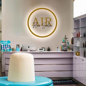 Personalized Office Wall Logo Sign, Acrylic Salon Backlit Sign, Business Logo Signs, Wall and Door Office Sign, Wall LED Beauty logo sign image 2
