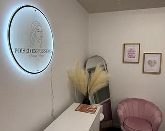 Niestandardowy szyld firmowy dla salonu fryzjerskiego, kosmetycznego i paznokci, podświetlany szyld akrylowy, szyldy z logo firmy, szyld ścienny i drzwiowy do biura