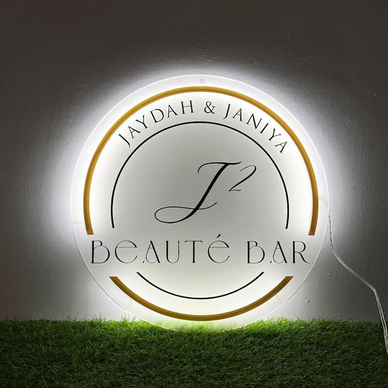 Personalized Office Wall Logo Sign, Acrylic Salon Backlit Sign, Business Logo Signs, Wall and Door Office Sign, Wall LED Beauty logo sign image 3
