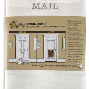 Recogedor de correo para buzón con ranuras para correo, color blanco