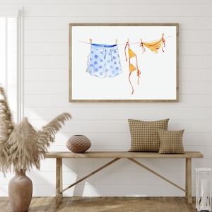 Swimsuits Watercolor Art Print: Summer Fashion, Beach House Decor (Digital Download)