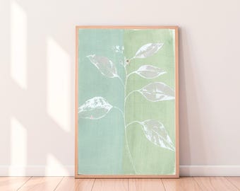 Botanical Leaf Art Print: Modern Green Foliage, Framed Option