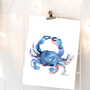 Blue Crab Watercolor, Crab Art, Nautical Beach Art, Instant Download, Beach House Decor, Beach Wall Art, Instant Download, Watercolor Art, image 5