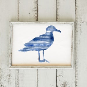 Watercolor Beach Art Sea Gull, Abstract Sea Gull, Beach House, Beach Wall Art, Beach Print, Digital Print, Beach Landscape, Beach Bird Scene