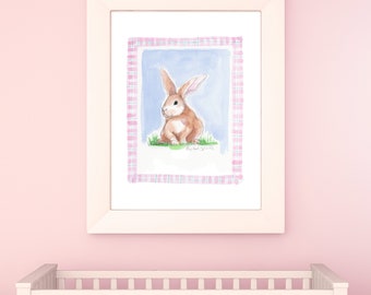 Bunny Nursey Art, Baby Bunny, Cute Baby Animal Art, Watercolor Baby's Room Art, Baby Art, Baby Animal Art, Instant Download, Nursery Decor