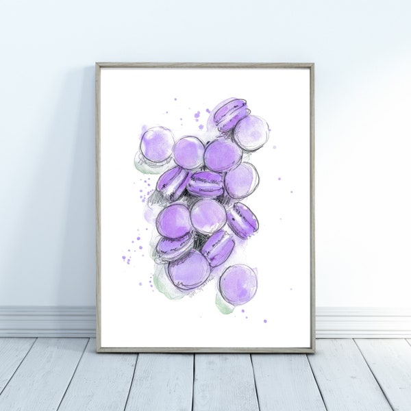 Purple Macarons Paris Style, French Macarons, French style, French nursery, French Pastry Instant Art Download, French decor, Paris, Purple