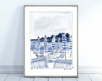 Beach Scene, Blue Decor, Beach House Decor, Coastal Art, Beach Print, Digital Prints, Beach Scene, Beach Landscape, Beach Scene