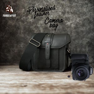 Genuine Cowhide Leather Mini Camera Bag – DSLR/SLR Vintage Camera Case with Padding, Multi-Compartment Photographer Bag, Travel Gift