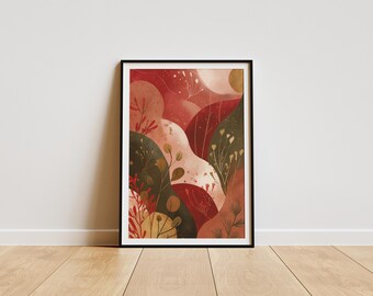 Hygge Emberflow #2: Soft Winter Flora Whispers & Woodland Glow Abstract Christmas Art
