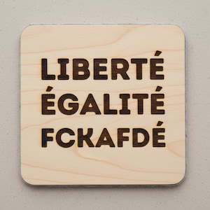 NEW: FCKAFDE Magnet aus Holz, Liberte Egalite Statement Magnet, politischer Kühlschrankmagnet mit Filz, Geschenk mit Haltung, handgefertigt