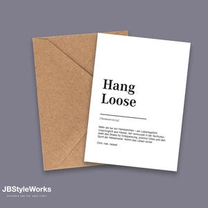 Hang Loose Definition, Karte für Freunde, Surfer, Camping, Ocean, Meer, kleine Aufmerksamkeit, Geschenkidee, hochwertig und edel, Postkarte