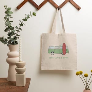 Cotton bag, Life, Love & Surf, shopping bag, jute bag, beach bag, ideal as a gift