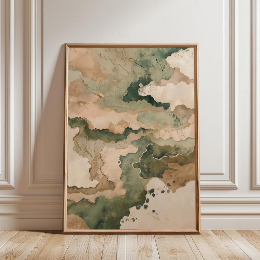Wabi Sabi Wall Art - Sage Green Japandi Decor Earth Tones Minimalist ...