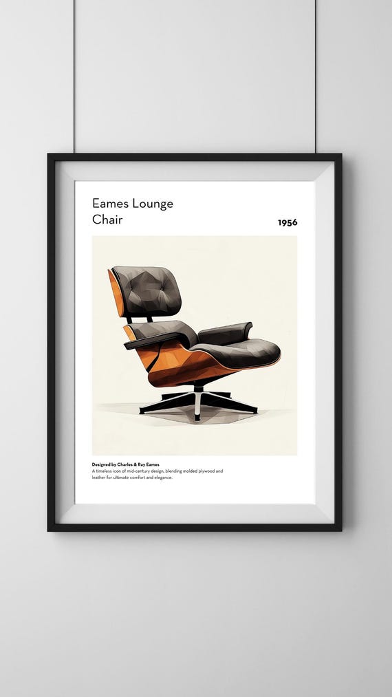 Eames Lounge Chair Poster: Mid-century Modern Art Print (digital