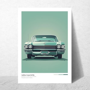 Car Poster Cadillac Coupe DeVille Digital Art Poster Gift for Men Classic Car Wall Art Retro Car Decor Man Cave Gift Gift for Boyfriend