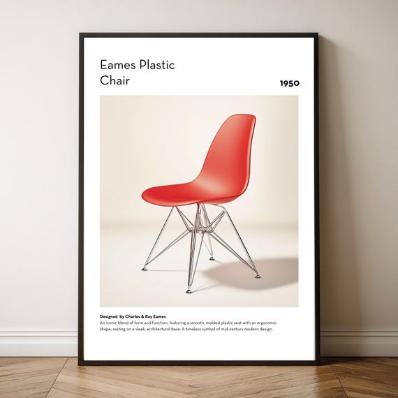 Eames Plastic Chair Poster Mid Century Modern Digital Art Charles