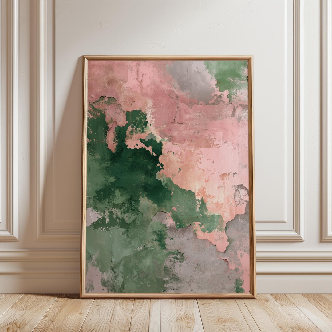 Wabi Sabi Wall Art - Zen Home Decor Light Pink Wall Art Sage Green ...