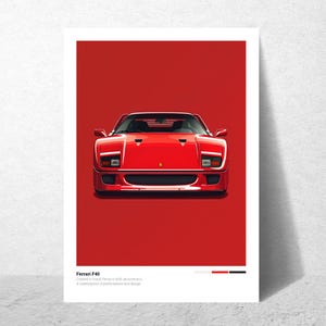 Car Poster Ferrari F40 Poster Supercar Poster Gift for Men Classic Car Wall Art Iconic Supercar Gift for Ferrari Fans Digital Download
