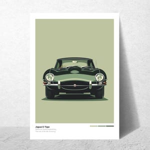 Affiche de voiture Jaguar type E, cadeau pour lui, art mural de voiture classique, art imprimable, affiche de voiture Jaguar, cadeau pour petit ami, téléchargement numérique