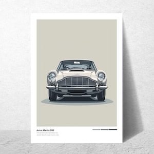 Car Poster Aston Martin DB5 Poster Printable Art Classic Car Wall Art Gift for Him Aston Martin Poster Digital Download Gift for Boyfriend