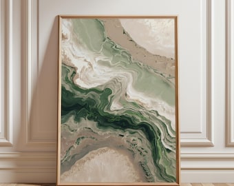Wabi Sabi Väggdekoration - Salviagrön Japandi Art Lugn Väggdekoration (Digital Nedladdning)