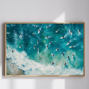Arte mural con estampado de surf, decoración de playa, arte mural con olas oceánicas, impresión oceánica, decoración náutica, arte imprimible, arte mural de surf de California, arte mural digital