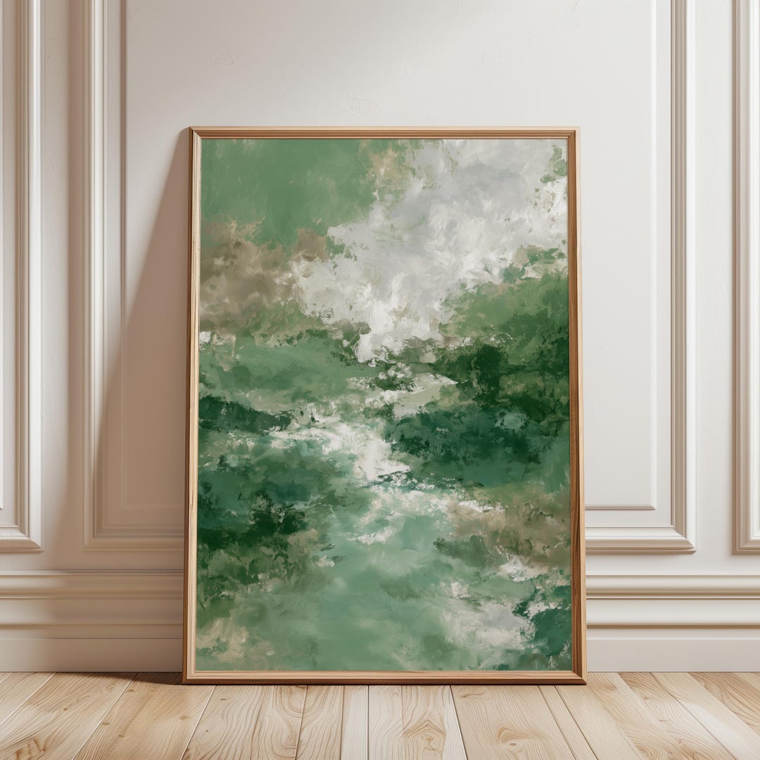 Wabi Sabi Wall Art - Sage Green Abstract Art, Organic Minimalist Print ...
