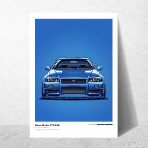 Nissan Skyline GTR R34 Poster JDM Car Wall Art Japanese Sports Car Decor Racing Car Poster Geschenk für ihn