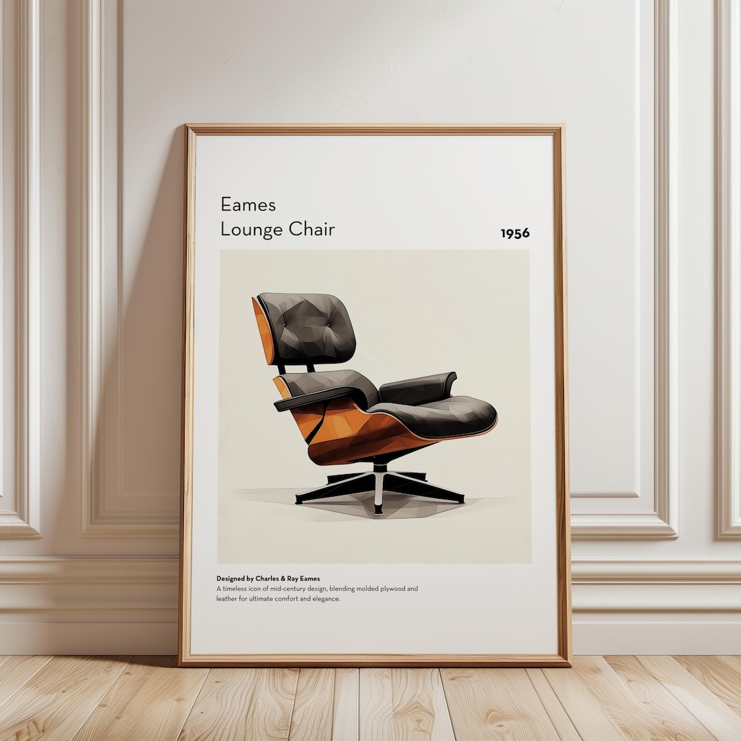 Eames Lounge Chair Poster, MCM Wall Art, Bauhaus Print, Mid
