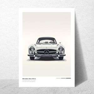 Car Poster Mercedes 300 SL Poster Printable Art Classic Car Wall Art Gift for Hime Mercedes Benz Print Digital Download Gift for Boyfriend