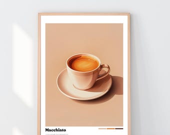 Kitchen Print Macchiato Coffee Poster Home Decor Coffee Gifts Printable Wall Art Coffee Art Minimalist Poster Digital Download