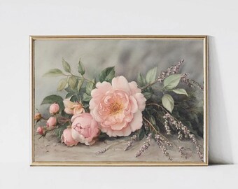 花柄プリントの水彩画アート、花の壁アートプリント、植物アート、保育園の壁装飾、印刷可能なアート（デジタルダウンロード）