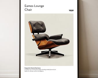 Eames Lounge Chair Poster: Mid-Century Modern Art Print (Digital Download)