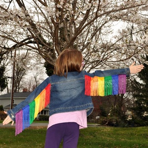 Rainbow Fringe Denim Jacket Kids image 6