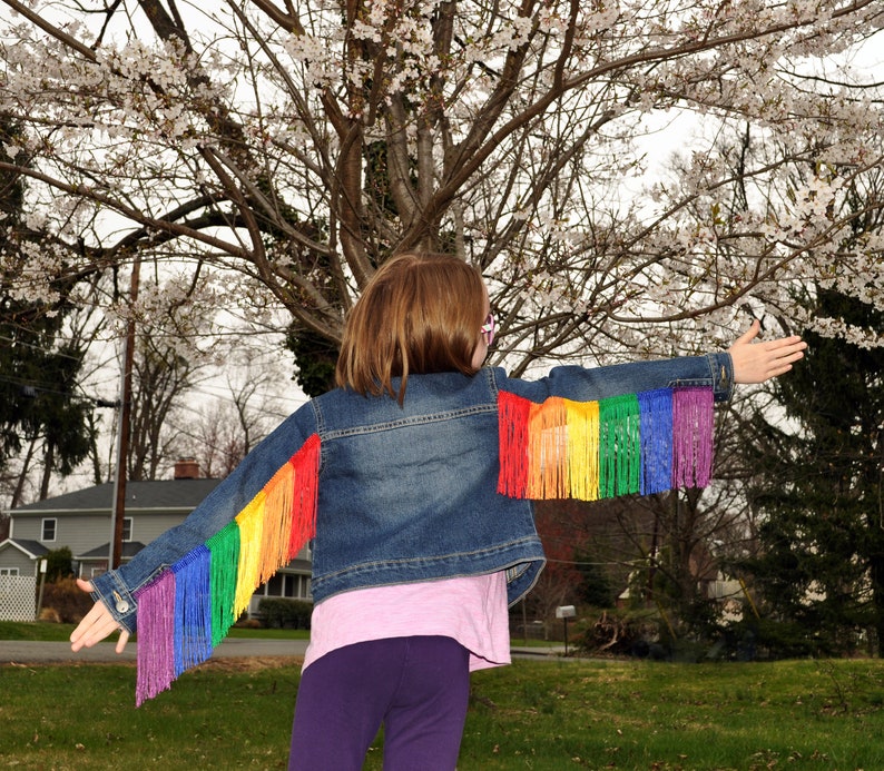 Rainbow Fringe Denim Jacket Kids image 6