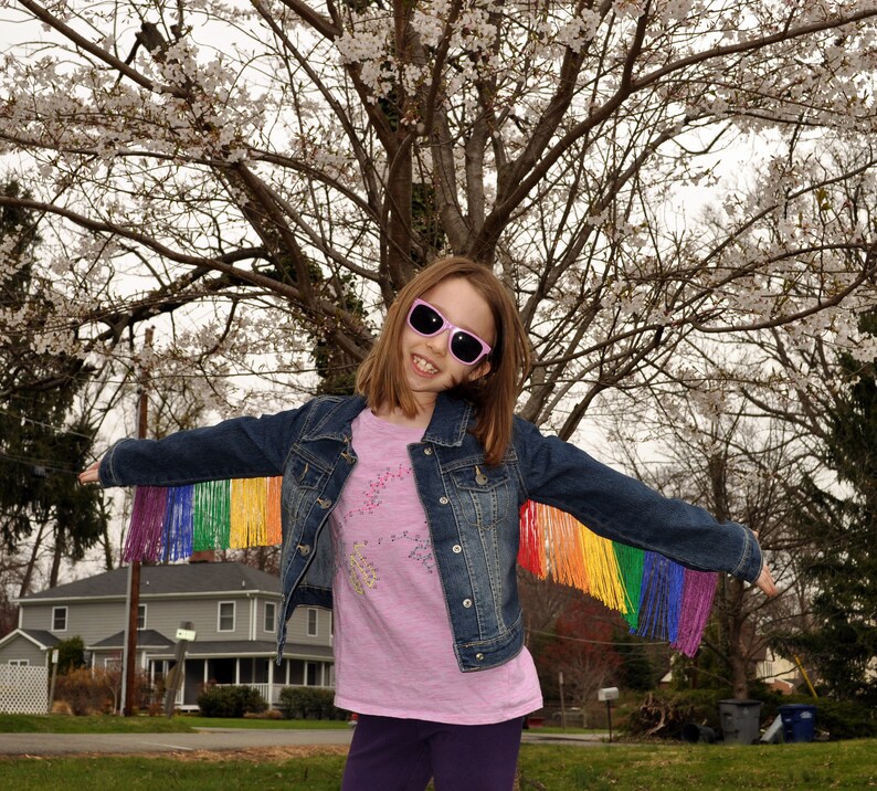 Rainbow Fringe Denim Jacket Kids image 5