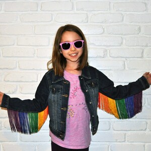 Rainbow Fringe Denim Jacket Kids image 4