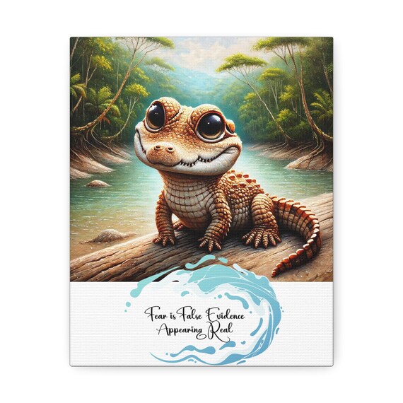 Baby Alligator Stretched Canvas Print, Indoor Wall Art