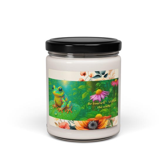 Scented Soy Candle with Floral Design | Be Yourself, Aromatherapy Candle for Home Decor, Relaxation, Gifts for Her, Eco-Friendly