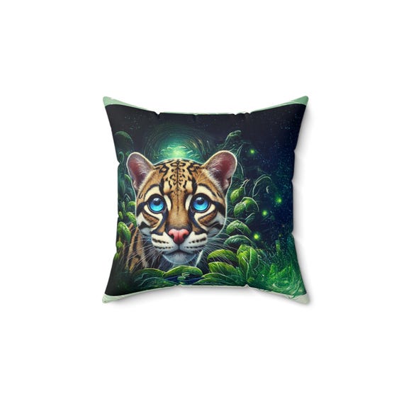 Ocelot Faux Suede Square Pillow: Double-Sided Print