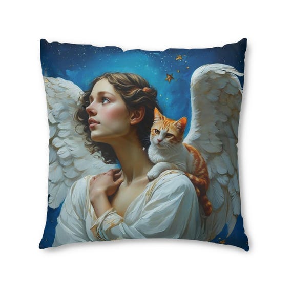 Celestial Cat Tufted Floor Pillow, Cozy Pet Decor, Home Cushion, Cat Lover Gift, Night Sky Accent, Artistic Throw Pillow