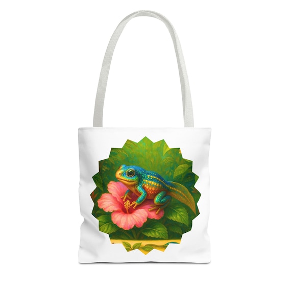Lizard and Hibiscus Flower Tote Bag - Find Your Bliss