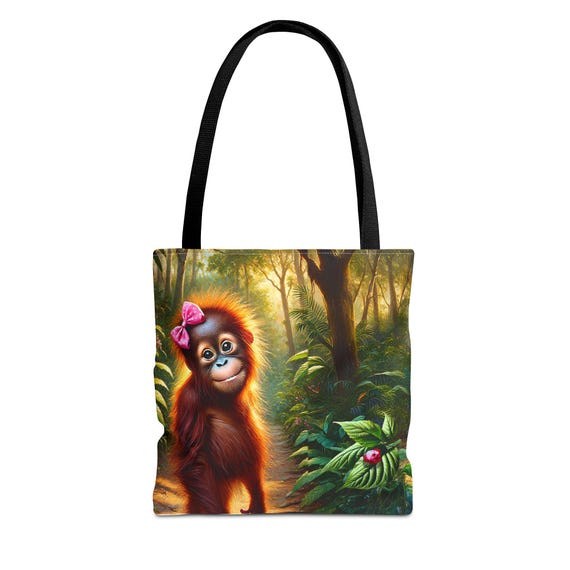 Orangutan Tote Bag: Jungle Animal Art, Spun Polyester